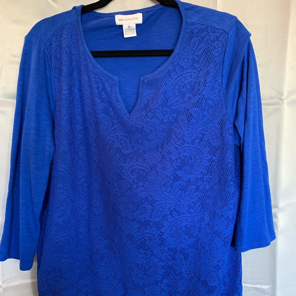 Liz Claiborne 3/4 sleeve royal blue shirt